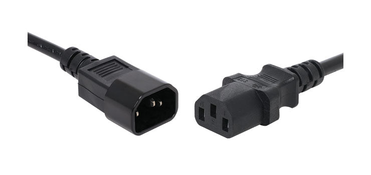 2m IEC C13 To C14 (Male to Fem.) 10A Black Appliance Mains Power Cable