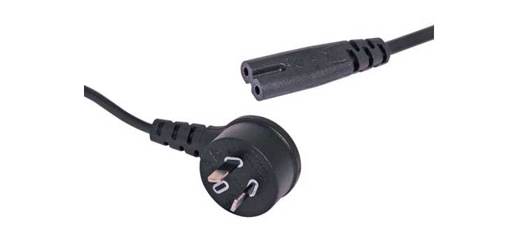 2m IEC C7 Figure 8 2.5A 90 Deg. Black Appliance Mains Power Cable