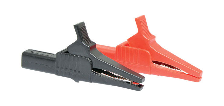 Pair of Red and Black Banana Plug Crocodile Clips