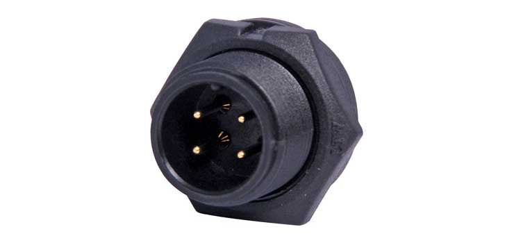 4 Pin 5A Screw-On Male Chassis IP67 Waterproof Plug