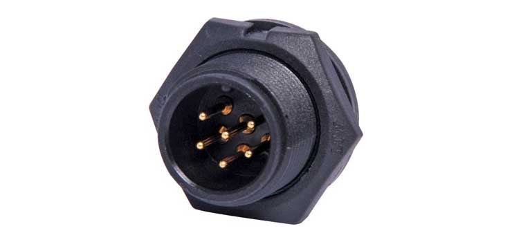 6 Pin 5A Screw-On Male Chassis IP67 Waterproof Plug