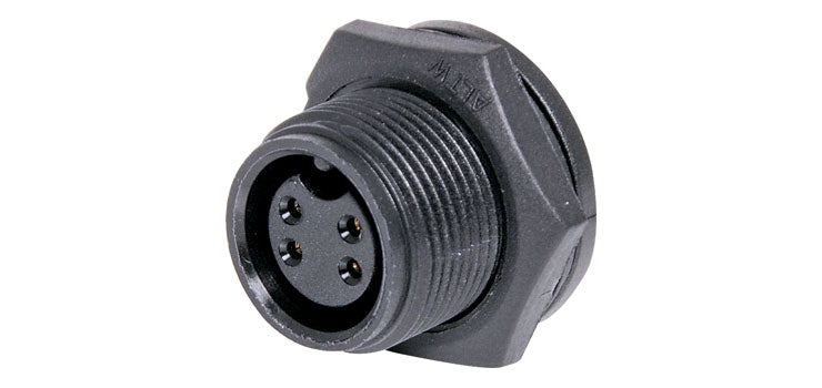 4 Pin 5A Screw-On Female Chassis IP67 Waterproof Socket