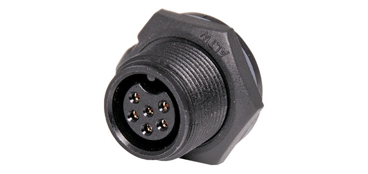 6 Pin 5A Screw-On Female Chassis IP67 Waterproof Socket