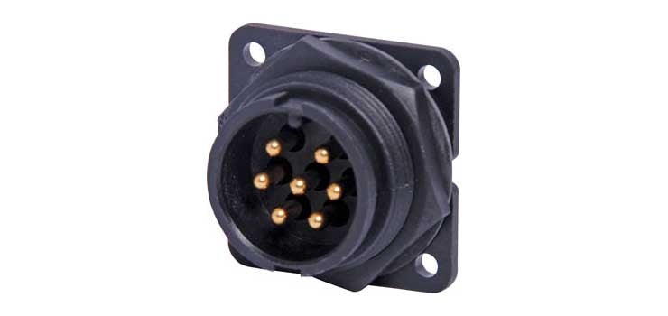 7 Pin 20A Locking Male Chassis IP66 Waterproof Plug