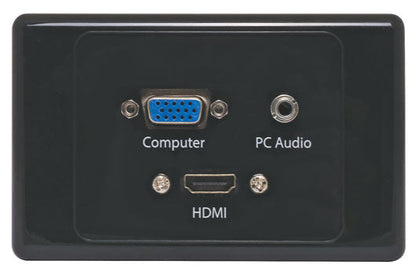 VGA 3.5mm HDMI Wallplate Black Dual Cover - Fly Leads