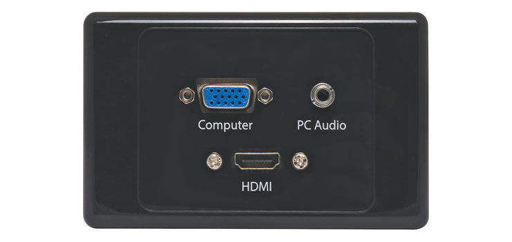 VGA 3.5mm HDMI Wallplate Black Dual Cover - Fly Leads