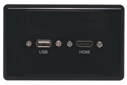 HDMI USB A  Black Wallplate Dual Cover with Flyleads