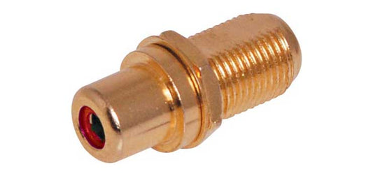 Red RCA to F type Gold Chassis Mount Connector
