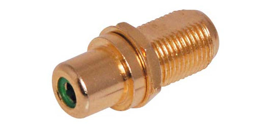 Green RCA to F type Gold Chassis Mount Connector