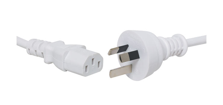 2m IEC C13 7.5A 3 Pin White Appliance Mains Power Cable