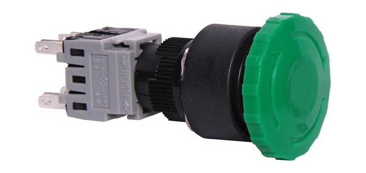 DPDT Round Green Momentary Pushbutton Switch