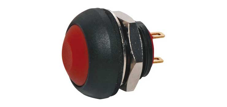 SPST IP67 Rated Dome Momentary Red Pushbutton Switch