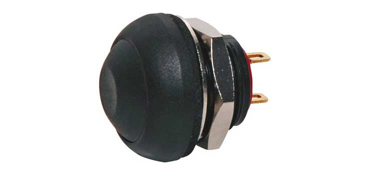 SPST IP67 Rated Dome Momentary Black Pushbutton Switch