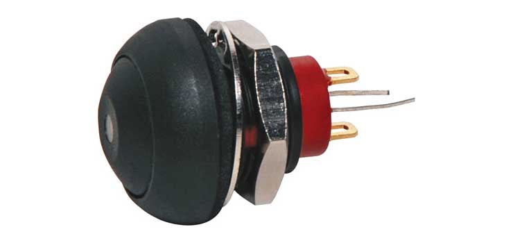 SPST IP67 Rated Dome Momentary Black LED Pushbutton Switch