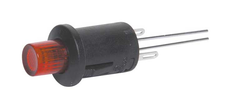 SPST Mom. LED Red Solder Tail Pushbutton Switch