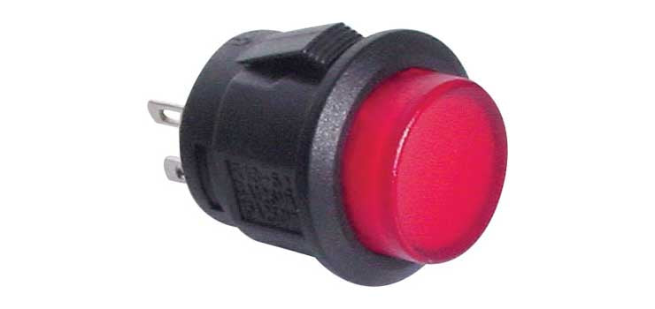 SPST Momentary LED Red Solder Tail Pushbutton Switch