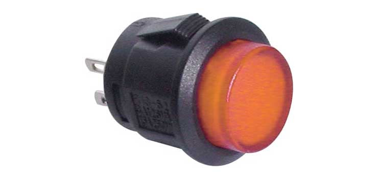 SPST Alternate LED Amber Solder Tail Pushbutton Switch