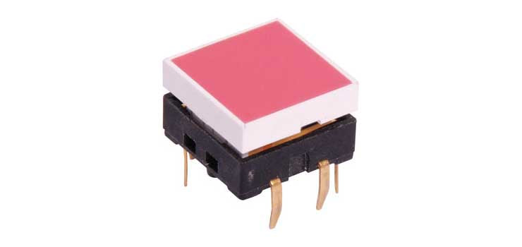 SPST Momentary Red LED PCB Mount Tactile Switch