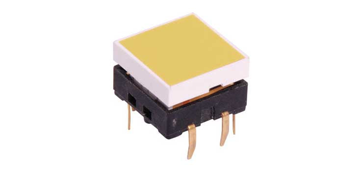 SPST Momentary Yellow LED PCB Mount Tactile Switch