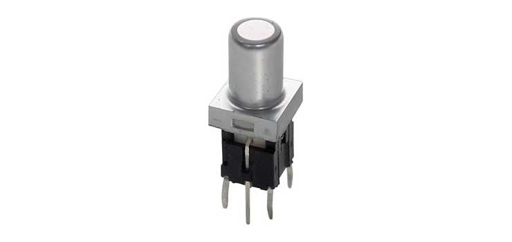 SPST Green LED Metallic Round Tactile Switch