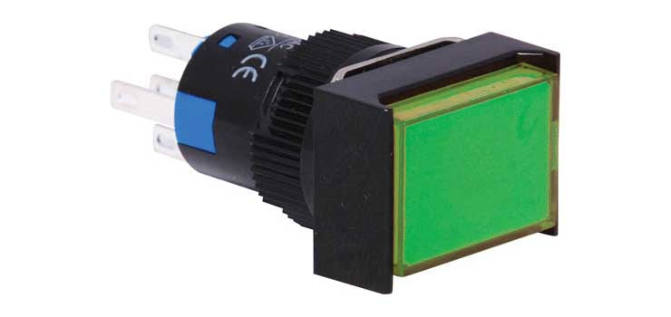 SPDT Mom. LED Green Solder Tail Pushbutton Switch