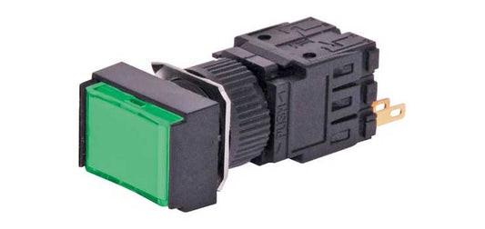 DPST Alternate Green Illuminated Solder Tail Pushbutton Switch