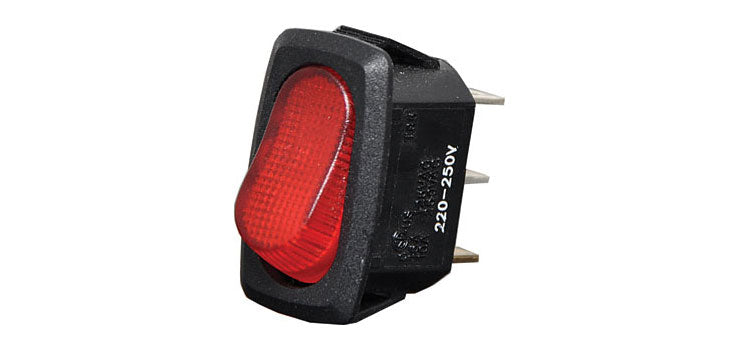 SPST Heavy Duty Slim Red Illuminated Rocker Switch