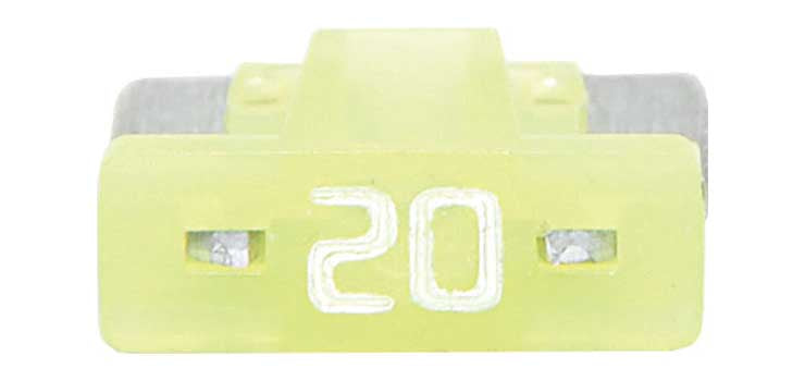 20A Yellow Low Profile Mini Blade Fuse