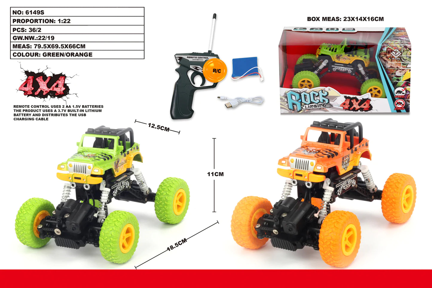 RC Graffito Jeep Climber 4WD 1:22 TRC-6149S-G