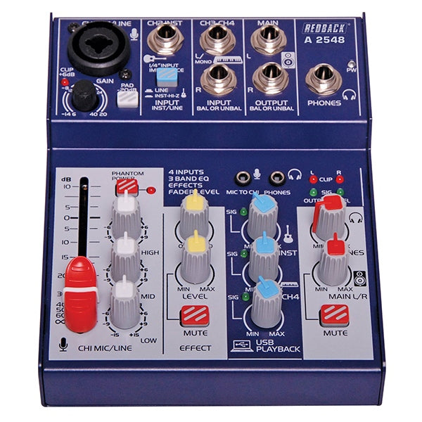4 Channel Mixer With USB Output & Effects A2548
