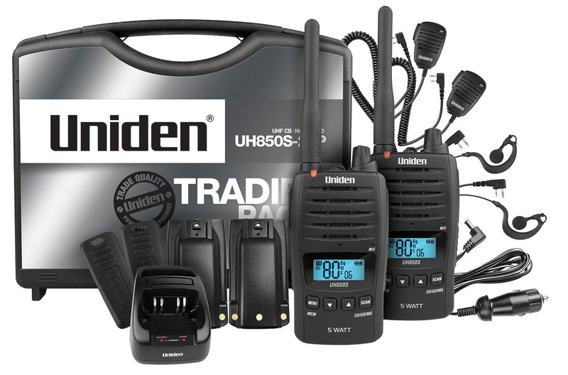 Two-Way Radio Uniden UH850S-2TP 5 Watt UHF Waterproof CB Handheld – Tradies Pack UH85 UH850S-2TP