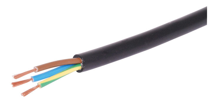 17AWG 3 Core 10A Mains Flex Black