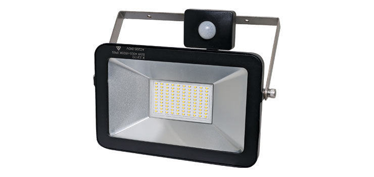 50W 240V AC IP65 Natural White LED Floodlight with Motion Sensor