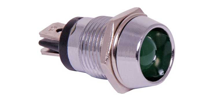Green 36mcd 10mm LED With Chrome Bezel