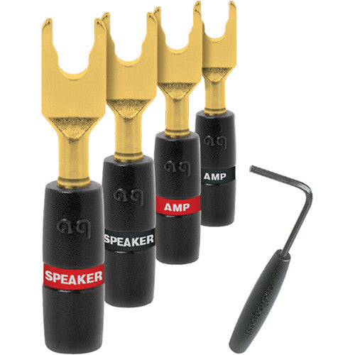 AudioQuest Set of Four Gold Sure Grip Spade Speaker Cable Connectors AQ-68-093-55
