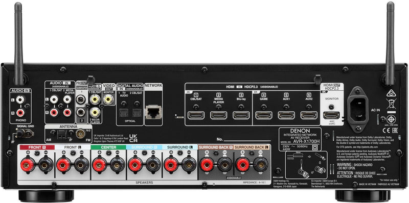 Denon AVRX1700H 7.2ch 8K AV Receiver with 3D Audio AVR-X1700H